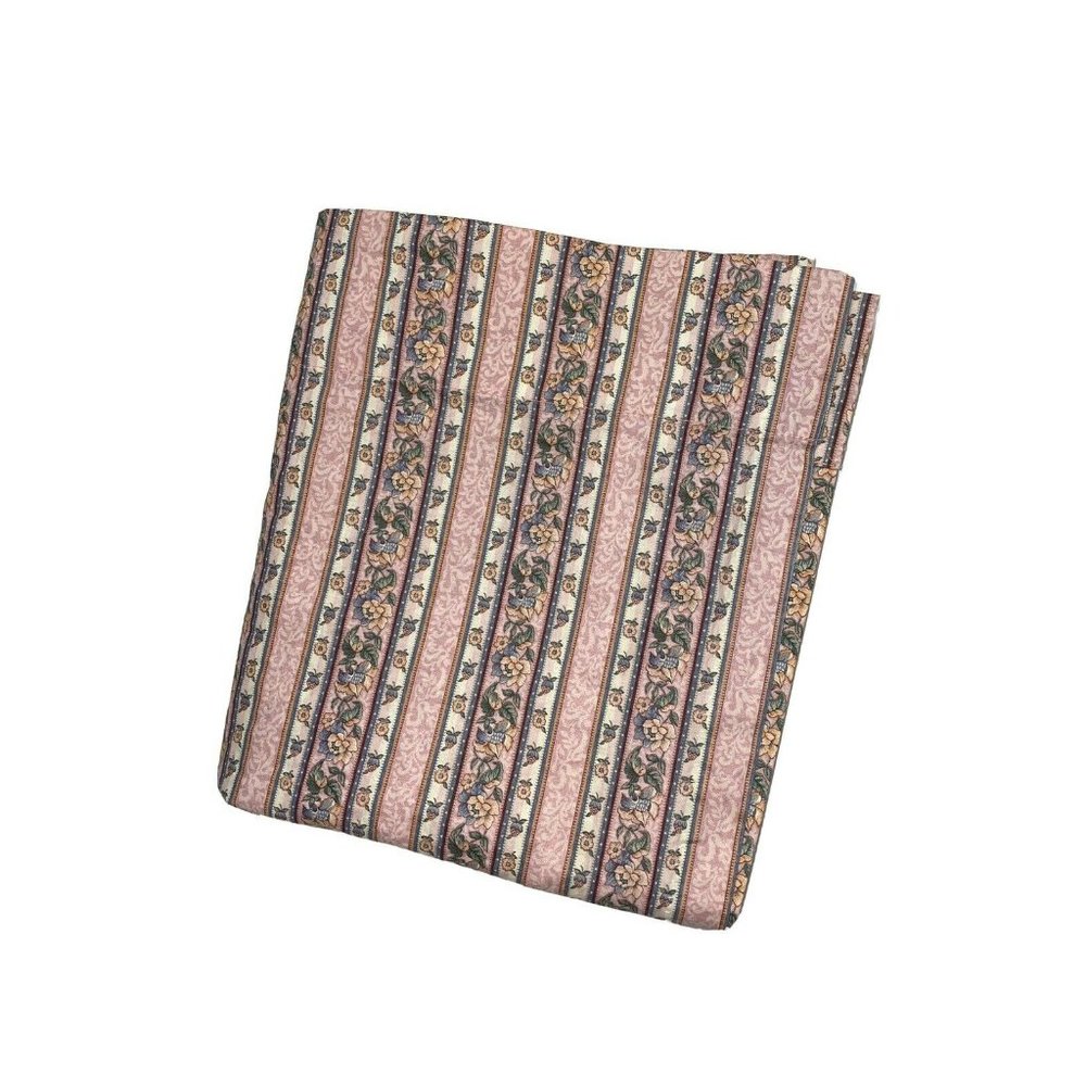 Vintage Pink Floral Stripe Print Curtain Panel French Country Cotton Custom Made